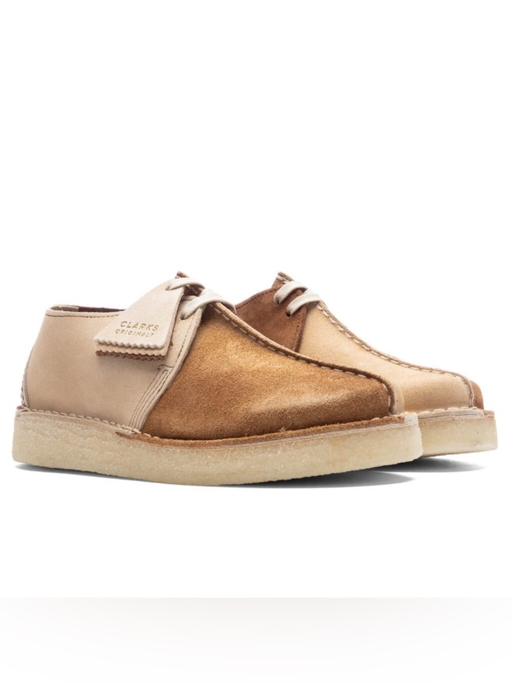 Clarks Originals Desert Trek Suede Shoes - Light Tan Combi Multi-Tone Size 8